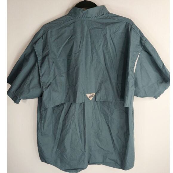 Columbia PFG Men's Solid Cotton Short Sleeve Button Down Shirt Blue Size Large - Picture 4 of 8